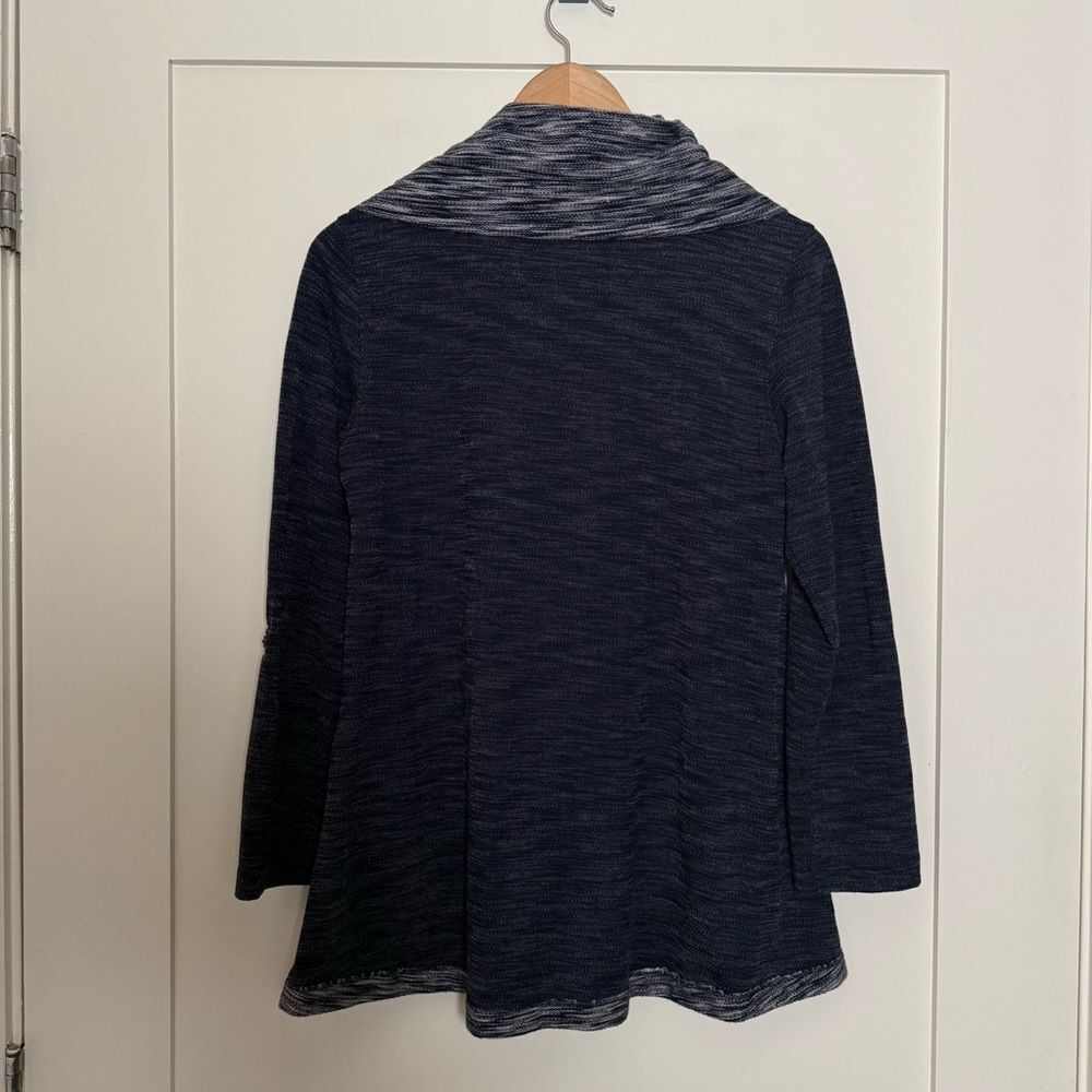 Soft Surroundings Sweater Womens Sz S Marled Blue Split Cowl Neck Comfy Soft - Picture 6 of 11